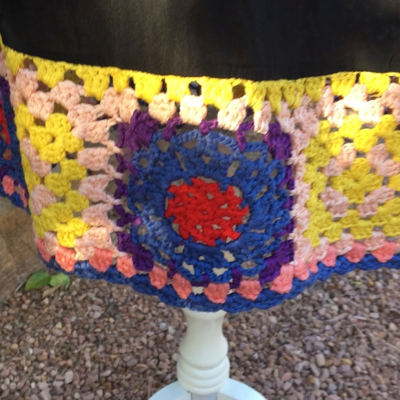 Black Crochet Bohemian Tassel Tie Tunic Dress - Picture 4 of 4